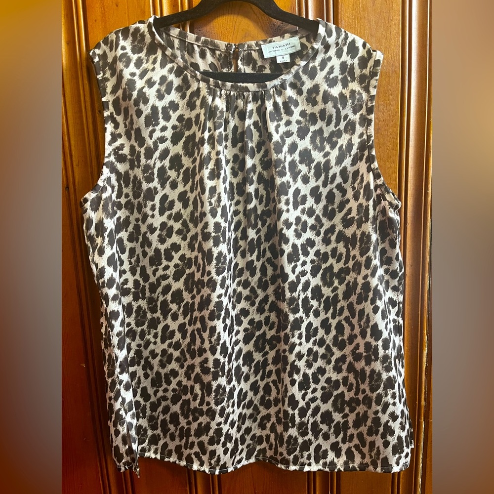 Tahari Animal Print Sleeveless Blouse